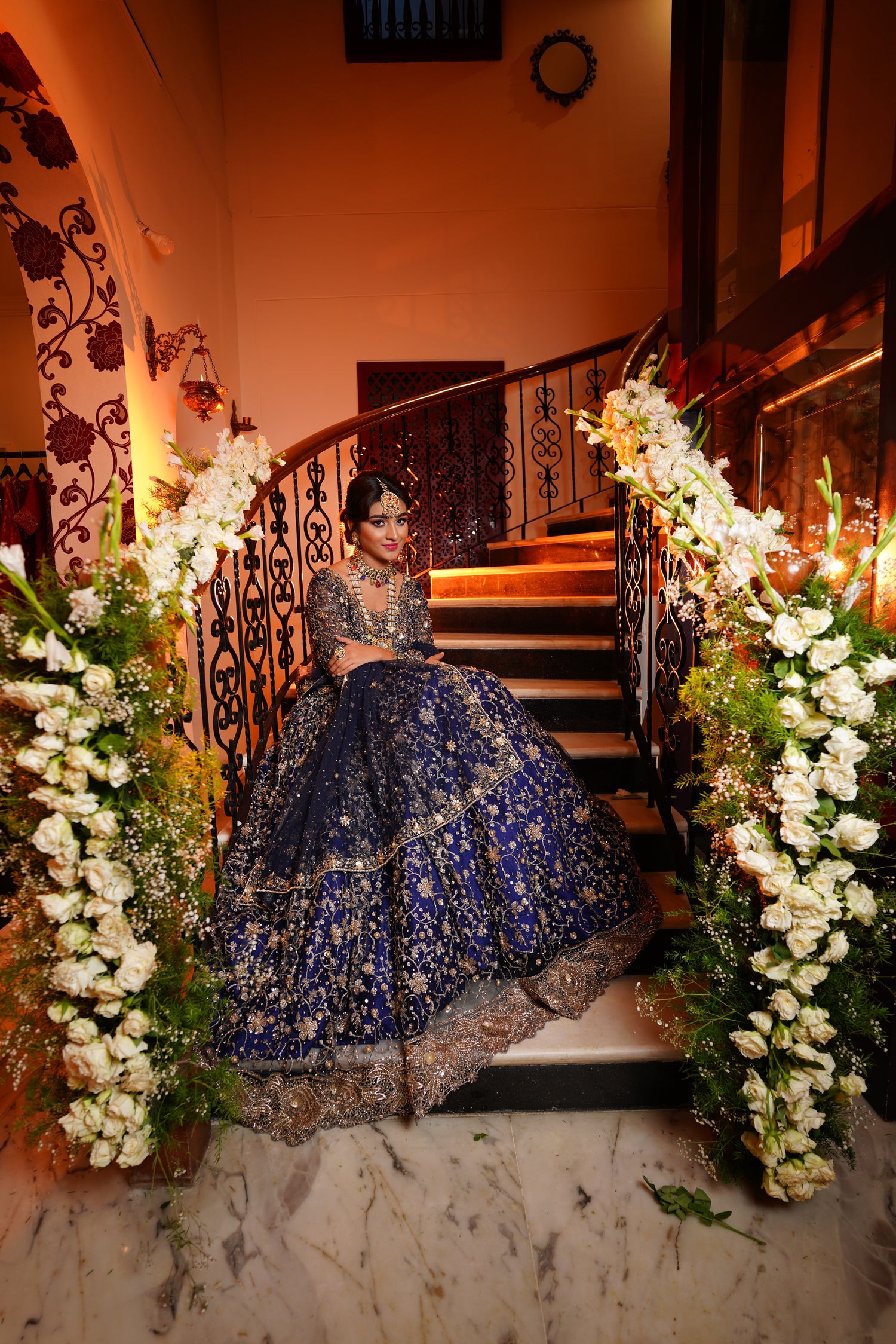 NAVY BLUE FULL EMBROIDERED LEHENGA