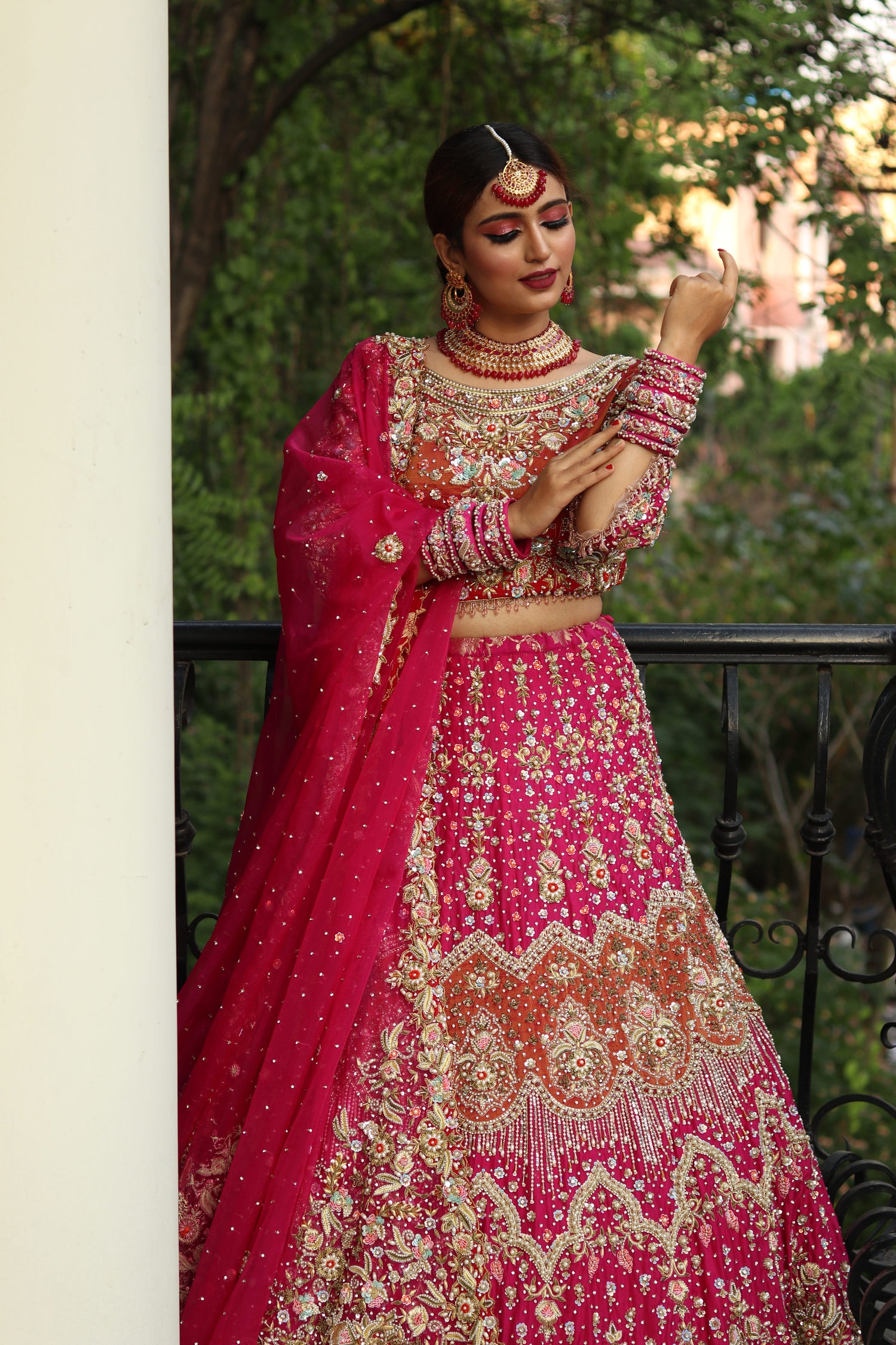 Gleaming and Radiant Pink Lehenga